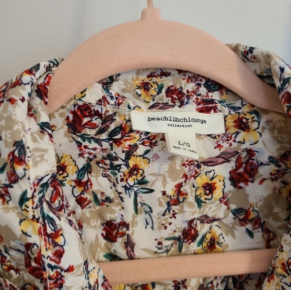 Beachlunchlounge top womens large floral button down long sleeve - Picture 4 of 5